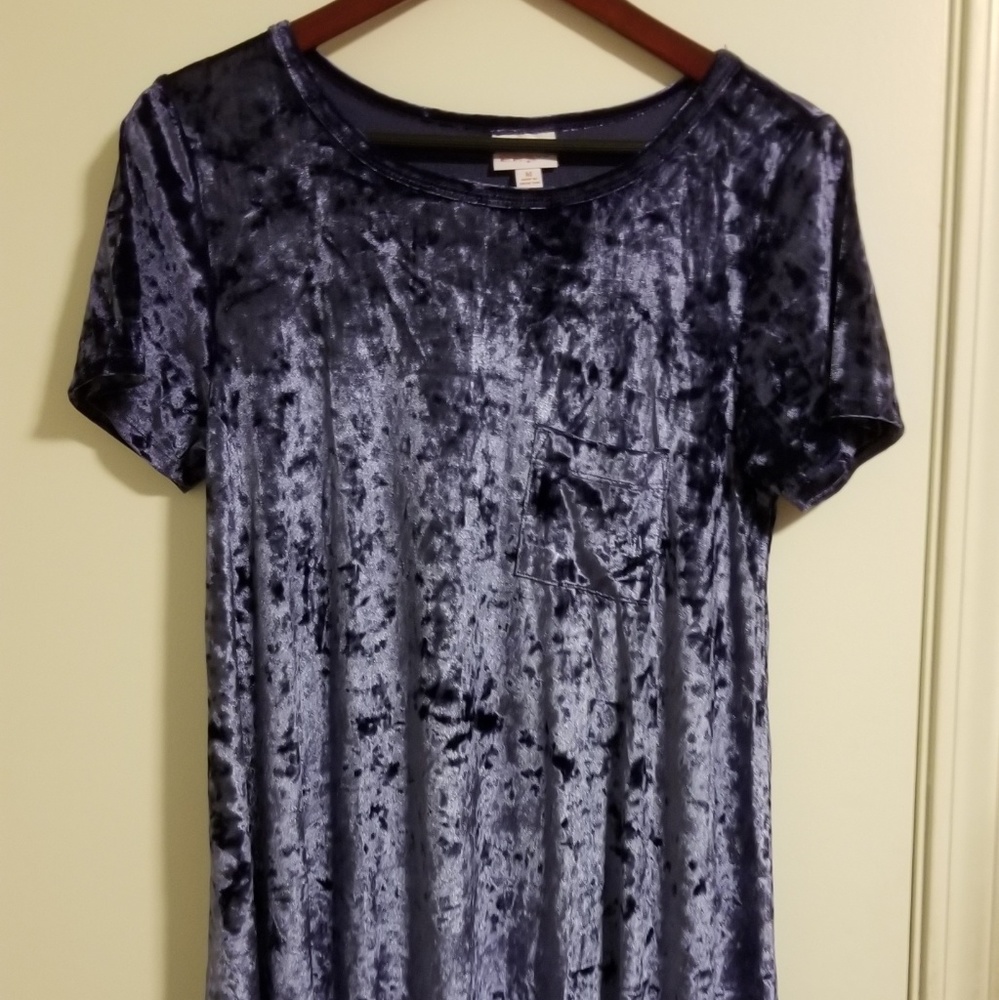 LuLaRoe Carly Med Velvet Blue Dress